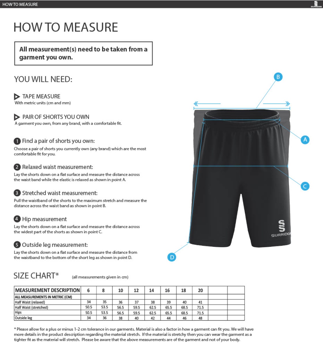 Nocton CC - Women's Ripstop Short - Size Guide