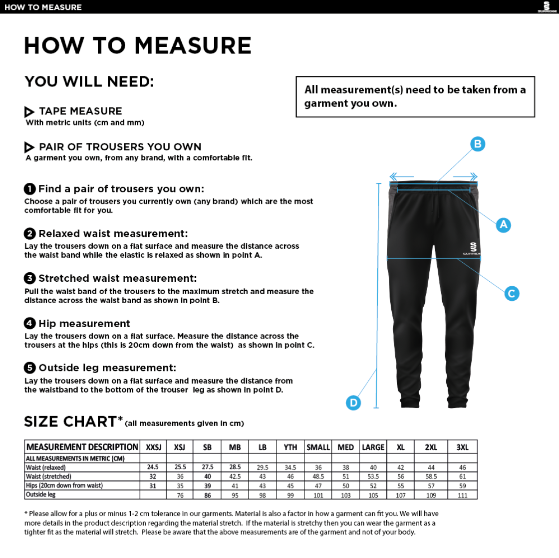 Nocton CC - Tek Slim Pant - Size Guide