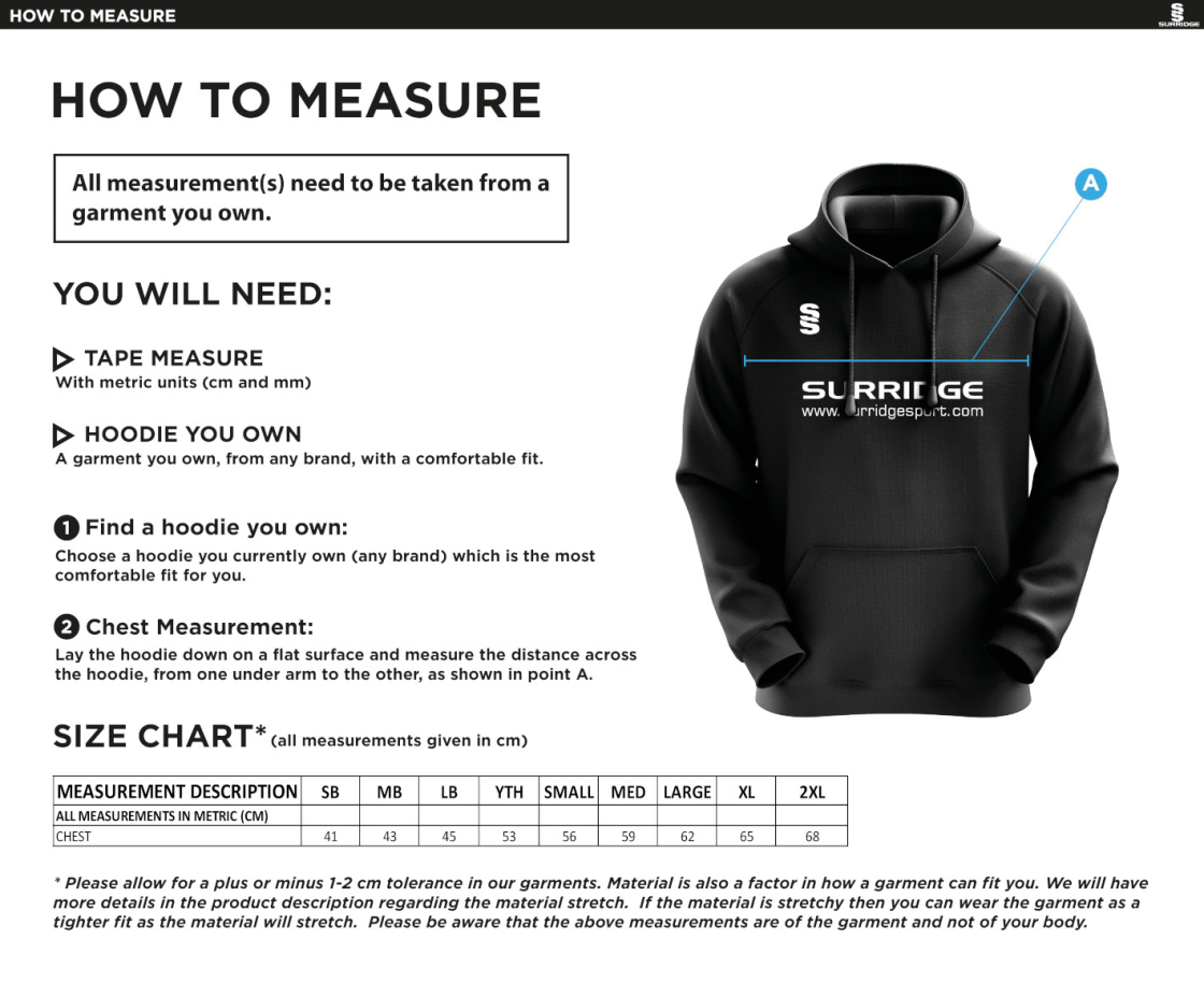 Nocton CC - Blade Hoody - Size Guide