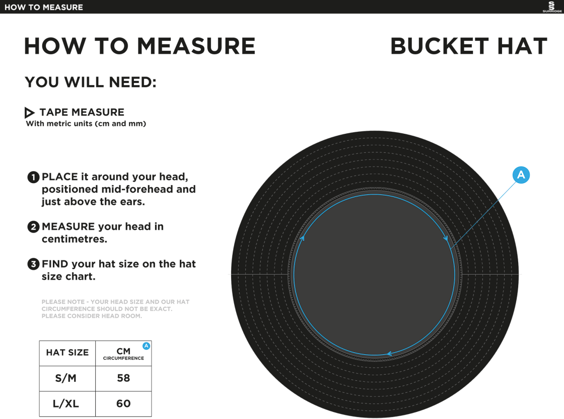 Nocton CC Dual Bucket Hat - Black - Size Guide